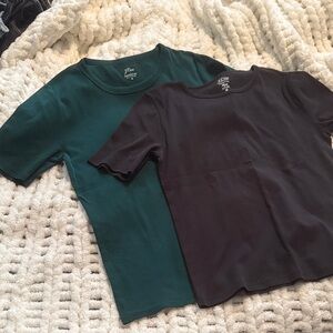 J. Crew Short Sleeve Tees in Forest Green and Black